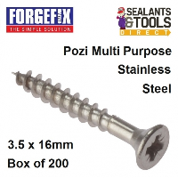 ForgeFix Stainless Steel Pozi Drive Screw 3.5 16mm Box 200 POZI3516SS