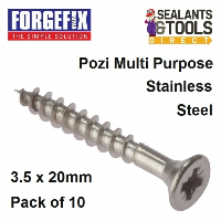 ForgeFix Stainless Steel Pozi Drive Screw 3.5 20mm Pack of 10