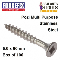 ForgeFix Stainless Steel Pozi Drive Screw 5.0 60mm Box 100 POZI560SS