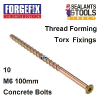 ForgeFix Lightning Concrete Masonry Screw Bolt Torx M6 100mm Zinc 10 Pack