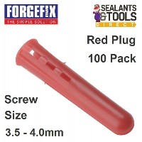 Forgefix Red Wall Plugs 100 Pack 3.5 - 4mm Fixings EXP3