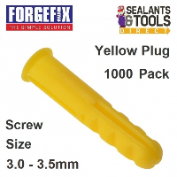 Forgefix Yellow Wall Plugs 1000 Pack 3.0mm 3.5mm Fixings EXP2