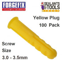 Forgefix Yellow Wall Plugs 100 Pack 3mm - 3.5mm Fixings