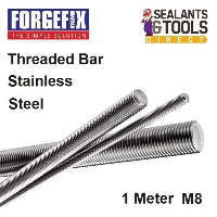 Forgefix Threaded Rod Stainless Steel M8 Bar ROD8SS 1m 