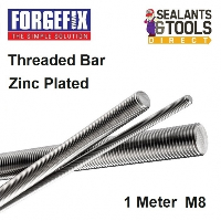 Forgefix Threaded Rod Zinc Plated Steel M8 Bar ROD8 1m 