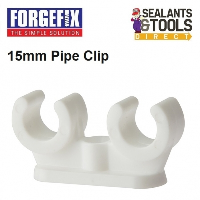 Forgefix Pipe Clip 15mm Snap In Open Lock Double Bracket 50 Pack