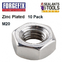 Forgefix Zinc Plated Steel Hex Nut M20 10NUT20 10 Pack