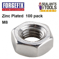 Forgefix Zinc Plated Steel Hex Nut M8 100NUT8 100 Pack 