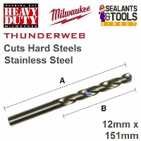 Milwaukee Thunderweb HSS G Metal Drill Bit - 12mm x 151mm