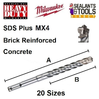 Milwaukee SDS Plus RX4 MX4 Concrete Masonry Drill Bit 20 Sizes 5mm to 25mm 
