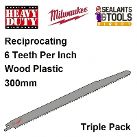 Milwaukee Sawzall 300mm Wood Reciprocating Recip Saw Blade 3 Pack 48001079