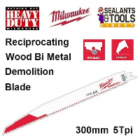 Milwaukee Sawzall Wood Nail 300mm Demolition Reciprocating Recip - 5 Blades