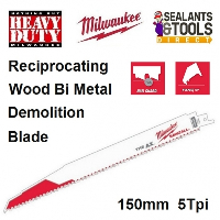 Milwaukee Sawzall Wood Nail 150mm Demolition Reciprocating Recip Blade 48005035