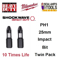 Milwaukee Shockwave Impact Duty PH1 25mm Philips Bit Twin Pack 4932430850