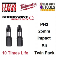 Milwaukee Shockwave Impact Duty PH2 25mm Philips Bit - Twin Pack 4932430852