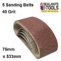 40 Grit Sander Sanding Belts Glass Paper 75mm 533mm 5pk 391857