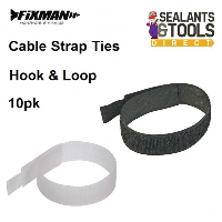 Hook and Loop Cable Tie Tidy Straps White Black 150 300 450mm 10pk