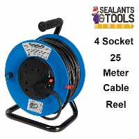Power Master Electric Extension Lead Cable 4 Socket Reel 25m 465510