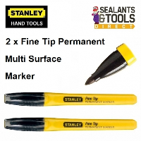 Stanley Black Fine Tip Permanent Any Surface Marker Pen Pack 2 047316