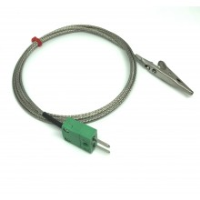Crocodile Clip Thermocouple With Fiberglass Stainless Steel Overbraided Cable