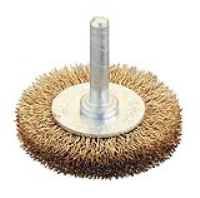 Radial Wire Brush Wheel Spindle Mounted: Brass Coated Steel