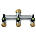 Brass 3/4" 3 Way Tap Manifold with Valves