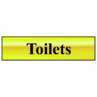 Spectrum Sign 6005 "Toilets"; Self Adhesive Brass Effect (BRE); 200 x 50mm