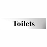 Spectrum Sign 6005C"Toilets"; Self Adhesive Chrome Effect (CPE); 200 x 50mm