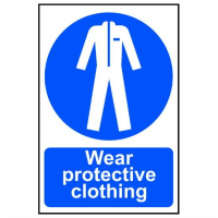Spectrum Sign 0015 "Wear protective clothing"; Self Adhesive Semi Rigid (PVC); 200 x 300mm