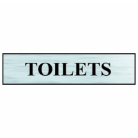 Spectrum Sign 2106; "Toilets"; Self Adhesive Brushed Silver (BSIL); 220 x 60mm