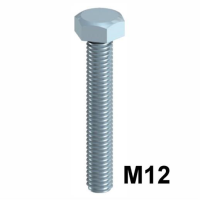 High Tensile Hex Set Screws; GR8.8; DIN 933; Zinc Plated (ZP); M12
