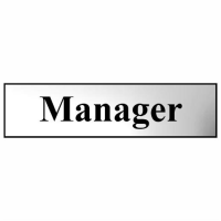 Spectrum Sign 6015C "Manager"; Self Adhesive Chrome Effect (CPE); 200 x 50mm
