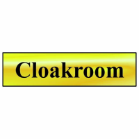 Spectrum Sign 6017 "Cloakroom"; Self Adhesive Brass Effect (BRE); 200 x 50mm