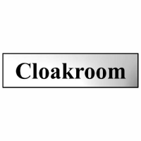 Spectrum Sign 6017C "Cloakroom"; Self Adhesive Chrome Effect (CPE); 200 x 50mm