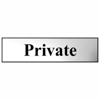 Spectrum Sign 6012C "Private"; Self Adhesive Chrome Effect (CPE); 200 x 50mm