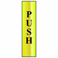 Spectrum Sign 6032 "Push" (Vertical); Self Adhesive Brass Effect (BRE); 200 x 50mm