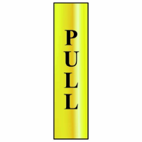 Spectrum Sign 6034 "Pull" (Vertical); Self Adhesive Brass Effect (BRE); 200 x 50mm