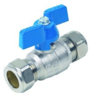 T Handle Ball Valve WRAS Approved Compression Ends Blue Handle