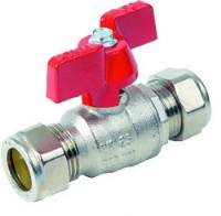 T Handle Ball Valve WRAS Approved Compression Ends Red Handle