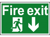 Safety Sign - Fire Exit Running Man Arrow Down