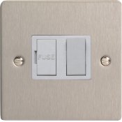 Varilight XFS6W 13A Switched Fused Spur In Brushed Steel With White Insert