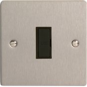 Varilight XFS6UB 13A Unswitched Fused Spur In Brushed Steel With Black Insert