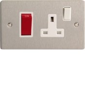 Varilight XFS45PW 45A Cooker Panel With 13A Socket In Brushed Steel With White Insert