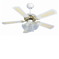 Global San Diego 42" 3 Light White And Brass Ceiling Fan With Reversible White And Cane Or White Blades