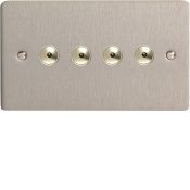 Varilight iFSi254M 4 Gang 250W 1 Way Remote Control / Touch Dimmerswitch (Twin Plate) In Brushed Steel