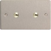 Varilight iFSi602M 2 Gang 600W 1 Way Remote Control / Touch Dimmerswitch (Twin Plate) In Brushed Steel