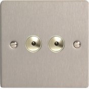 Varilight iFSi402M 2 Gang 400W 1 Way Remote Control / Touch Dimmerswitch In Brushed Steel