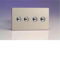 Varilight iDSi254MS 4 Gang 250W 1 Way Remote Control / Touch Dimmerswitch (Twin Plate) In Brushed Steel