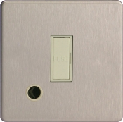 Varilight 13A Unswitched Fuse Spur In Brushed Steel + Flex Outlet With White Insert XDS6UFOWS