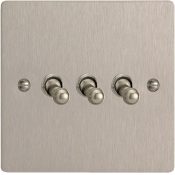 Varilight XFST3 3 Gang 10A 1 Or 2 Way Toggle Switch In Brushed Steel